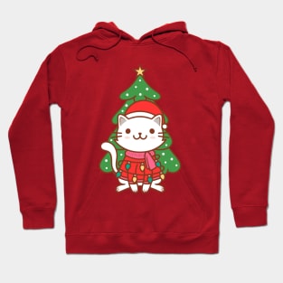 Cute Christmas Cat Kawaii Illustration Hoodie